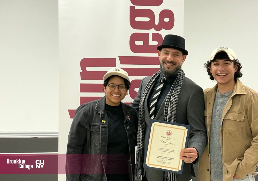 Patrick Sabongui receiving the Brooklyn College Faculty Award for Excellence in Scholarly and Creative Achievement