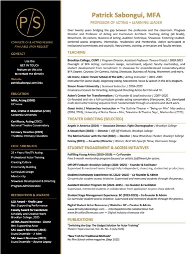 Patrick Sabongui — Teaching Resume